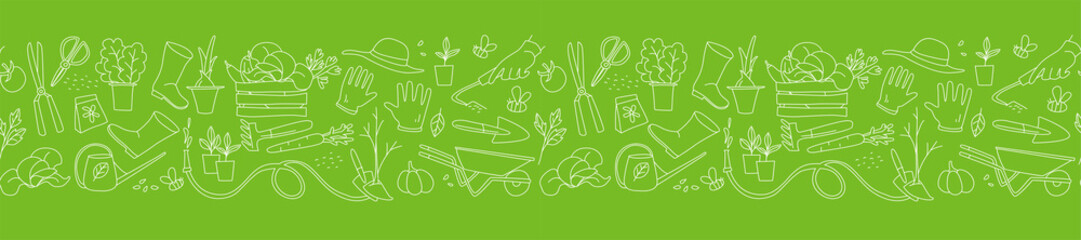 Gardening, preparing spring season, seedlings, growing farm vegetables, garden tools © svsunny