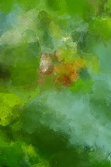 Abstract green oil painting background with brush strokes. High resolution full frame digital oil painting on canvas. Painting done by me.