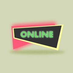 Online signage on the video broadcast. Live, online broadcast banner. Banner for the TV channel studio and blogging. Retro style. Retro colors of pink, green, yellow.
