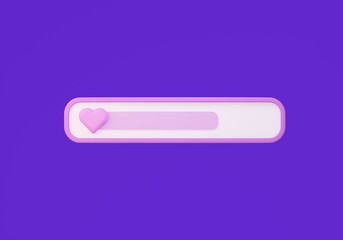 3d rendering of love loading frame with heart on purple background for online love.