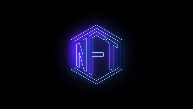 Neon Nft Sign. Non-Fungible Token. Motion Graphic