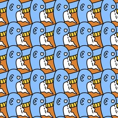 seamless pattern of cute monster cartoon
