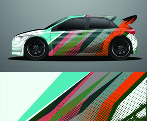 Fototapeta premium Rally car decal graphic wrap vector, abstract background