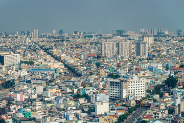 Fototapeta na wymiar Aerial view of Ho Chi Minh City, Vietnam