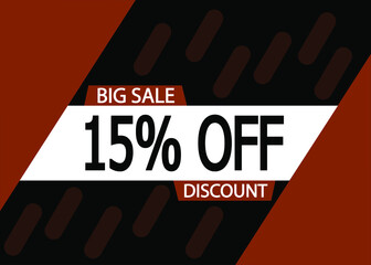 Big sale 15% discount. 15% off reduction in dark modern banner.