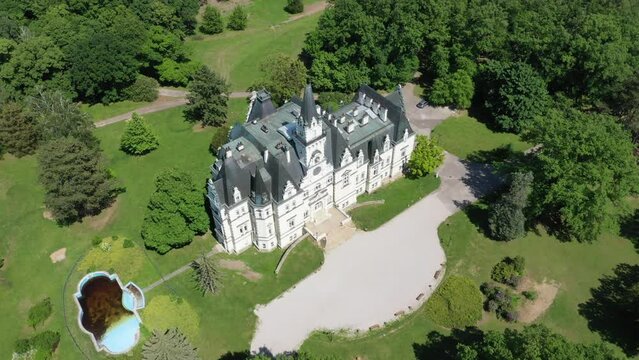 Budmerice Castle from 19th century in nature landscape, Slovakia