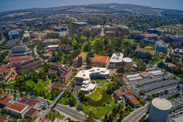 Fototapeta na wymiar Aerial View of a large Public University in Irvine, California