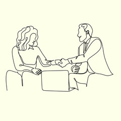 Line art illustration of business and marketing. Social media.