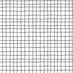 Seamless checkered repeating pattern with hand drawn grid. Light plaid background for wrapping paper, surface design and other design projects