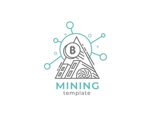 Logo Mining Crypto grahpic card company template vector lines style grey color