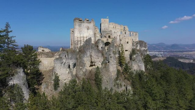 Ruins of Lietava medieval castle nearby Zilina town in Sulov mountains, Slovakia, Europe
