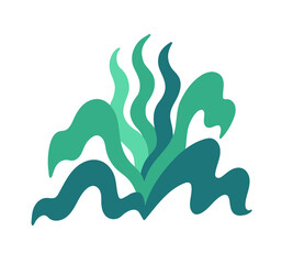 Abstract plant, rosette of large wavy leaves. Seweed or agave vector illustration isolated on white background.