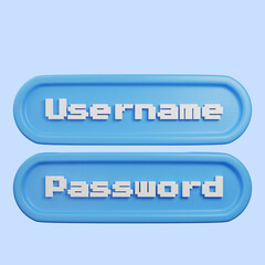 3d illustration of log in security 3d render style