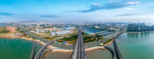 Aerial photography of Qingdao Jiaozhou Bay Bridge