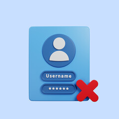 Obraz premium 3d illustration of log in security failed 3d render style