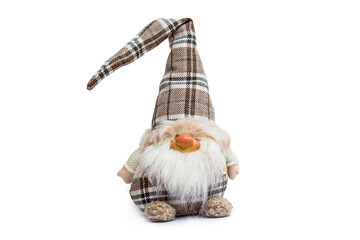 Toy gnome on a white background