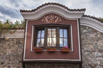 Window of historic building of Ancient Town area of Plovdiv, Bulgaria