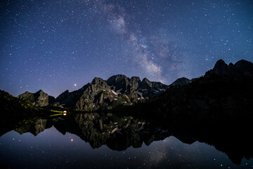 Milky way and moonlight in Posets Maladeta Nature Park, Spain