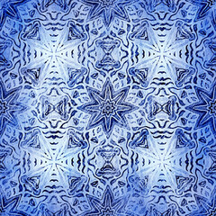 Indigo blue grunge wash linen print pattern. Modern rustic nantucket distressed fabric textile effect background in nautical maritime style. Masculine tie dye worn home deco fashion geometric design