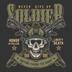 Death soldier colorful poster vintage