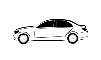 Modern car icon. Sedan or salon car vector isolated on white. 