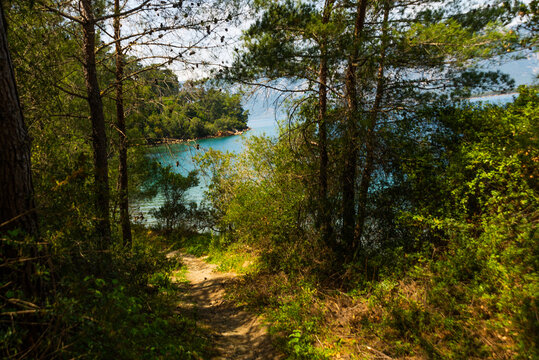 CAMLI, MUGLA, TURKEY: Beautiful seascape with mountain views in the village of Camli