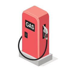 Red gas station refueling. Vector 3d line isometric, color web icons, new flat style. Creative design idea for infographics.