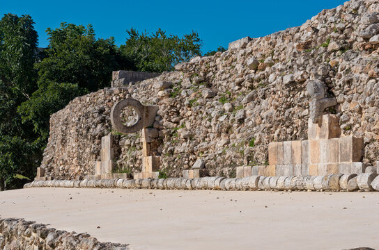Ring at the Mayan ballgame court in the ancient Mayan city Uxmal, Mexico,Yucatan