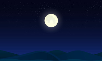Naklejka na ściany i meble landscape of desert in the full moon night