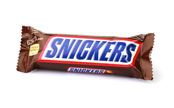 Snickers chocolate bar isolated on white background