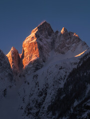 Mountain scenery in the Julian Alps in winter