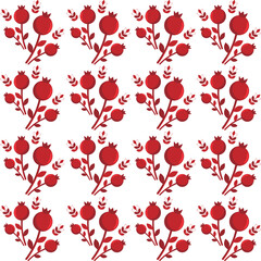 Vegetable repeating pattern of red berries on a white background