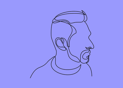 recommend clip art: Continuous one line drawing of man portrait. Hairstyle. Fashionable men's style. 