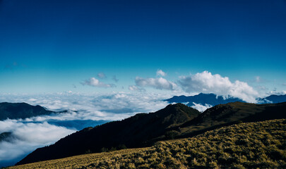 The high mountain view with sea of clouds.