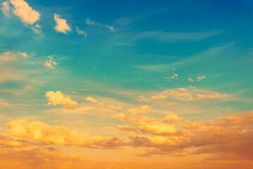 Naklejka na ściany i meble Colorful cloudy sky at sunset. Gradient color