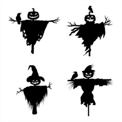 set of halloween icons. scarecrow