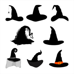 set of silhouettes of hats