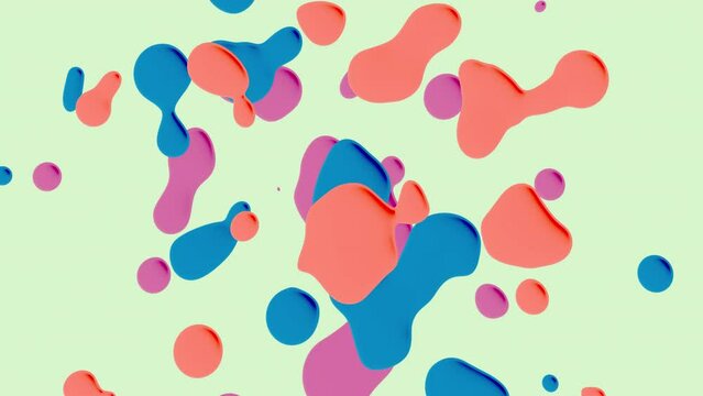 Colored Cartoon Liquid Ink Bubbles Shapes Splash Motion Flow Explosion Animation Cartoon Style