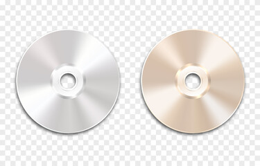 Set of vector disks on an isolated transparent background. Realistic disc png. Modern disk. CDs png.