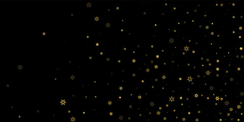 Falling Snow flakes golden pattern Holiday Vector