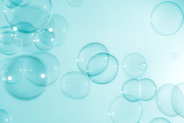 Abstract Beautiful Transparent Soap Bubbles Background. Soap Sud Bubbles Water.