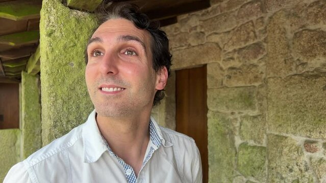 monastery of Sao Joao d Arga mosteiro e igreja de Sao Joao dArga a man with very bright and kind eyes stands and looks around