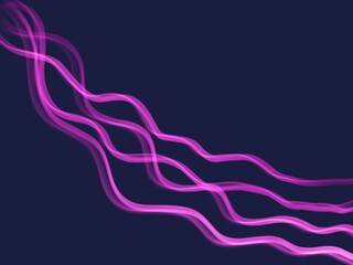 Four Transparent Pink Lines Placed Diagonally on Dark Violet Canvas. Smoke Fog Effect