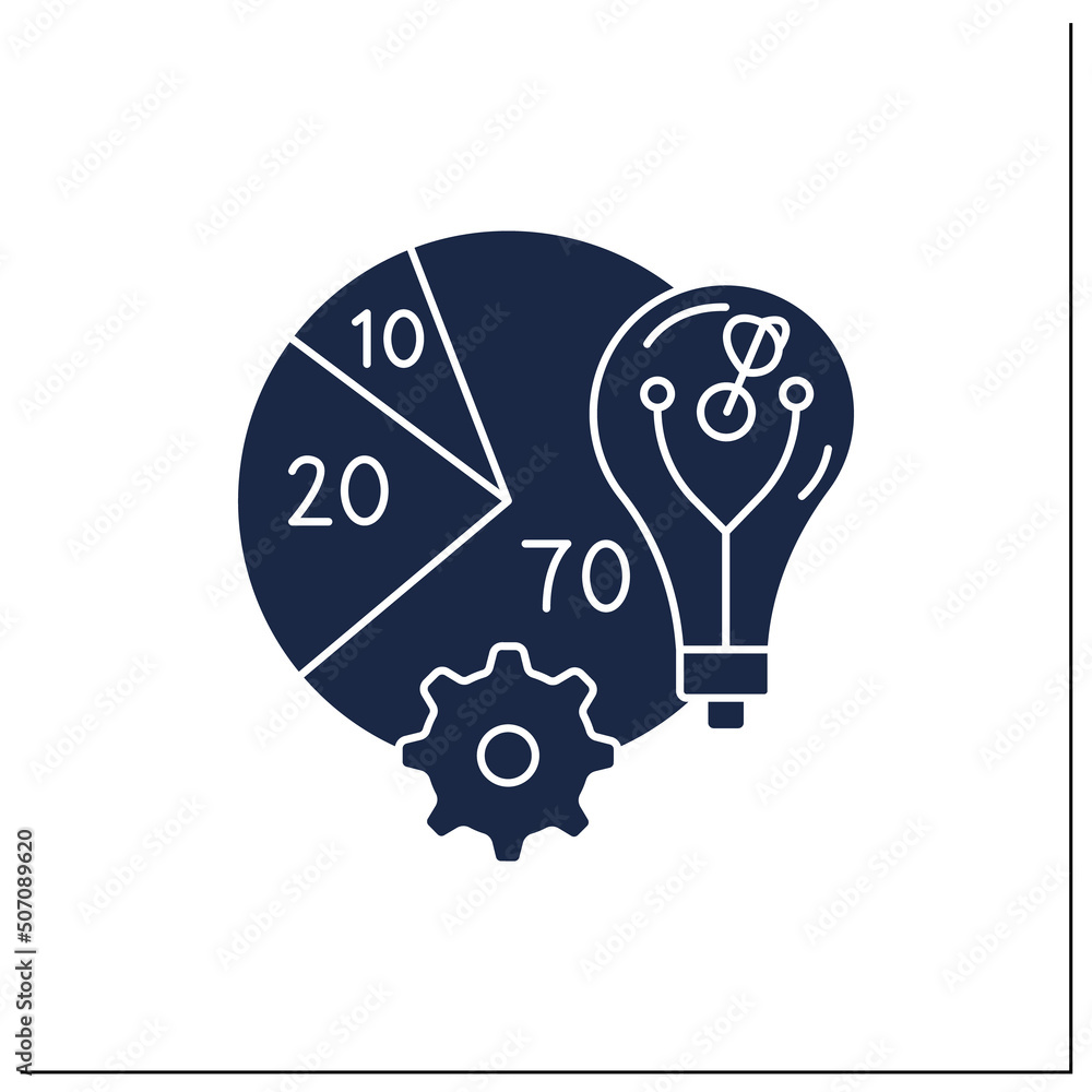 Poster rule glyph icon. allocating resources rule. core ,adjacent and transformational innovation. new idea