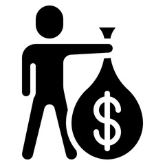 Holding Money Bag Person Icon