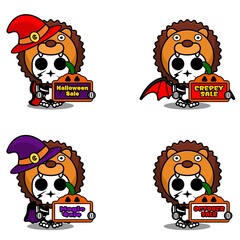 Fototapeta premium discount sale halloween party design, skull animal costume vector illustration