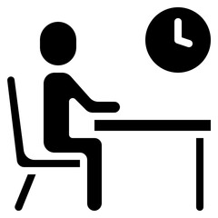 At Desk With Clock Icon