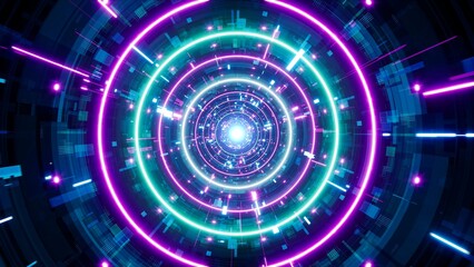 Abstract Neon Light Database Transaction Effect