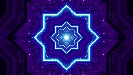 Glow Octagon Star Light Neon Tunnel 3d rendering