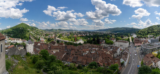 panorama view of the historic old town and vicinity of Baden on the Limmat
